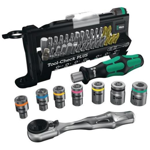 Bit-/Steckschlüsselset Tool-Check PLUS 39-tlg.Schlitz/PH/PZD/T/Knarre/7 Nüsse