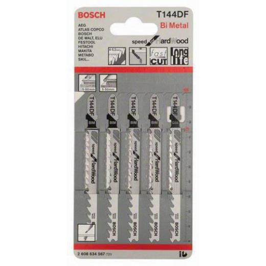 Stichsägeblatt T 144 DF Gesamt-L.100mm Zahnt.4 -5,2mm BiM 5 St./Karte BOSCH