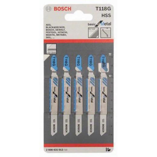 Stichsägeblatt T 118 G Gesamt-L.92mm Zahnt.0,7mm HSS 5 St./Karte BOSCH