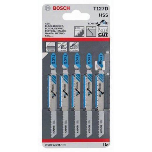 Stichsägeblatt T 127 D Gesamt-L.100mm Zahnt.3mm HSS 5 St./Karte BOSCH