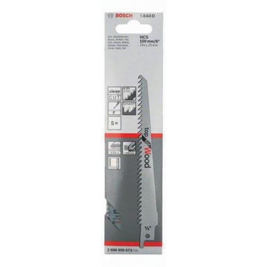 Säbelsägeblatt S 644 D L.150mm B.19mm TPI 6 4,3mm geschr.,geschl.5er Pk.BOSCH