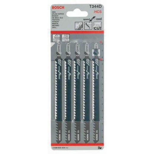 Stichsägeblatt T 344 D Speed for Wood L.152mm Zahnteilung 4mm HCS 5er Pack Bosch