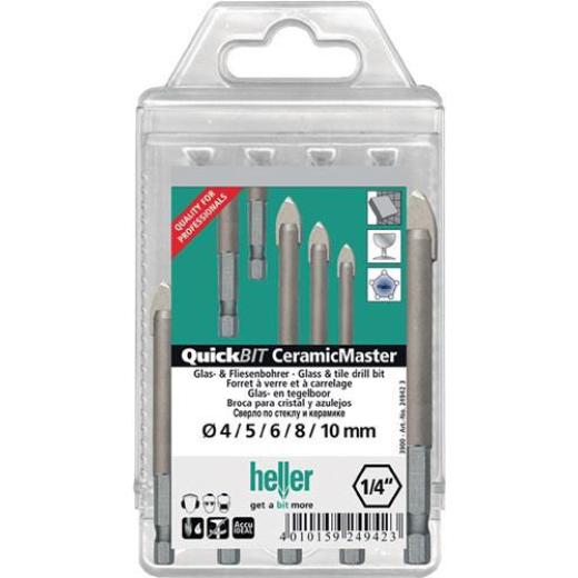 Bohrersatz QuickBit® Ceramik Master 5-tlg.D.4,5,6,8,10mm Schaft 6 kant HELLER