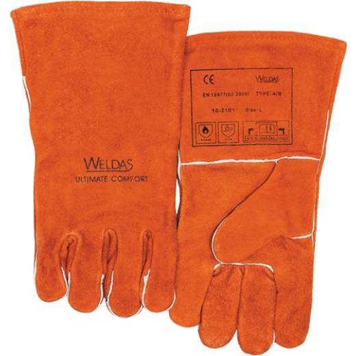 Schweißerhandschuhe Gr.XL (9,5) rot Rindspaltleder EN 388,EN 12477 WELDAS | 5 Stück