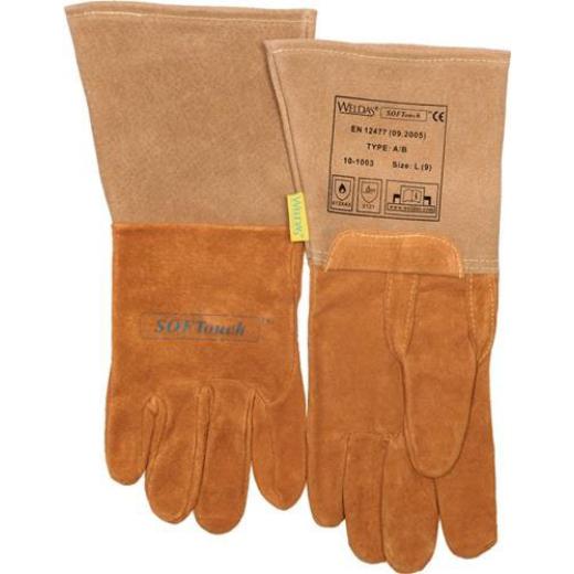 Schweißerhandschuhe Gr.XXL (10,5) orange Schweins-/Wildleder/Softtouch 5 PA | 5 Stück