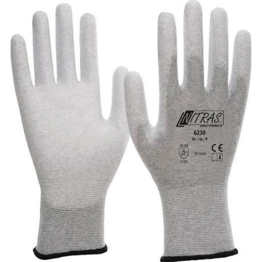 Handschuhe 6230 Gr.8 grau/weiß EN 388,EN 16350 PSA II 12 NITRAS | 12 Stück