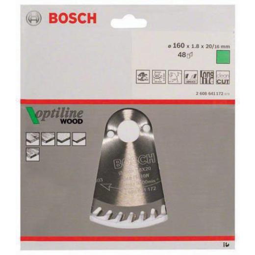 Kreissägeblatt Optiline Wood AD 160mm Z.48 WZ Bohr.20mm Schnitt-B.1,8mm HM BOSCH