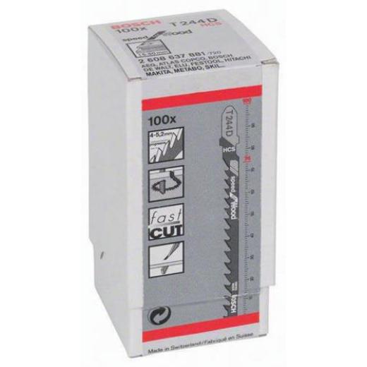 Stichsägeblatt T 244 D Speed for Wood L.100mm Zahnteilung 4-5,2mm HCS 100er Pack