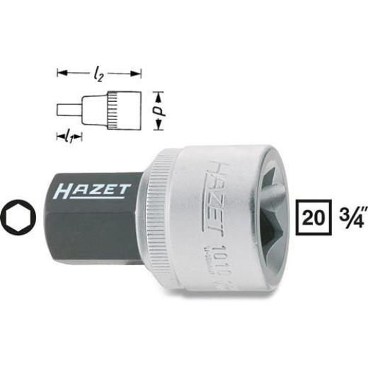 Steckschlüsseleinsatz 1010 3/4 Zoll Innen-6-kant SW 22mm L.56,5mm HAZET