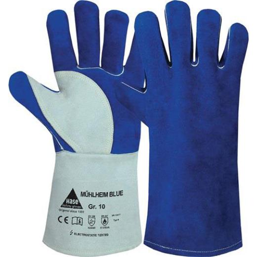 Schweißerhandschuhe Mühlheim Blue Gr.12 blau/grau Rindspaltleder | 6 Stück