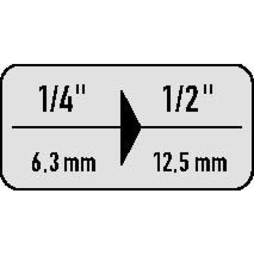 Vergrößerungsstück 781 A 1/4  Antr.1/4 Zoll Abtrieb 1/2 Zoll L.36,0mm WERA