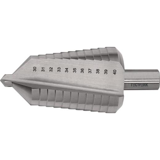 Stufenbohrer Bohrber.30-40mm HSS ger.genutet Z.2 Stufen 11 TECWERK