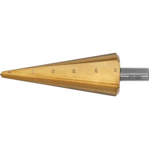 Blechschälbohrer Bohrber.5-31mm HSS TiN Gesamt-L.103mm Z.2 TECWERK
