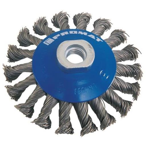 Kegelbürste D.100mm Drahtstärke 0,5mm STA 13mm 12500min-¹ PROMAT