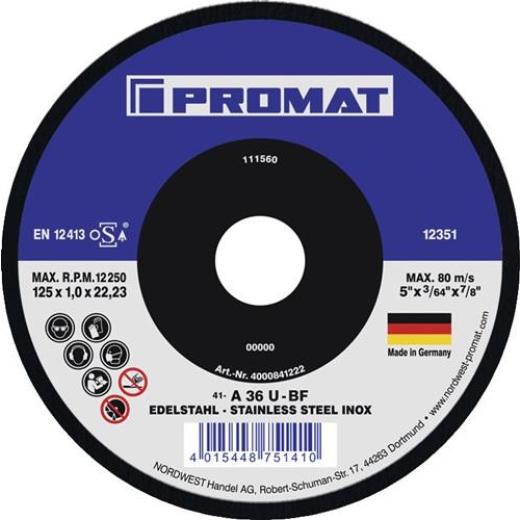 Trennscheibe D125x1mm ger.Keramikkorn Bohr.22,23mm PROMAT | 25 Stück