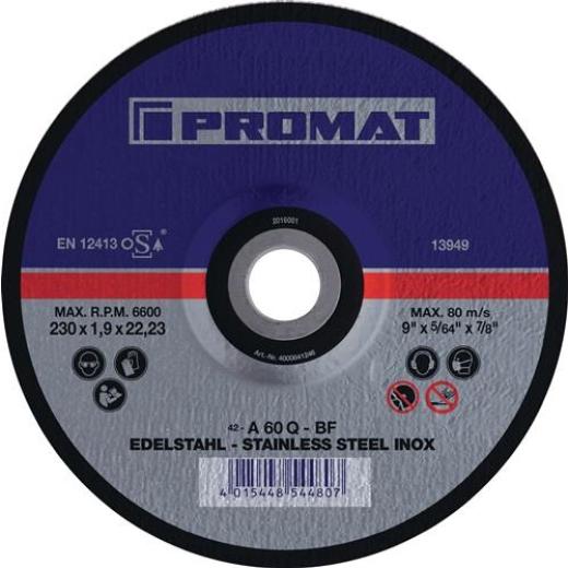 Trennscheibe INOX D115x1mm ger.INOX Bohr.22,23mm PROMAT | 25 Stück