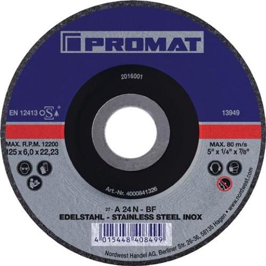 Schruppscheibe D115xS6mm gekr.INOX Bohr.22,23mm PROMAT | 10 Stück
