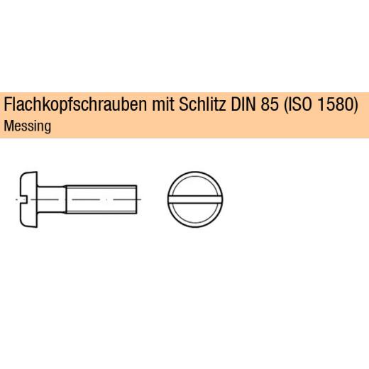 DIN 85, Flachkopfschrauben mit Schlitz M 4 x 40, Messing | 200 Stück
