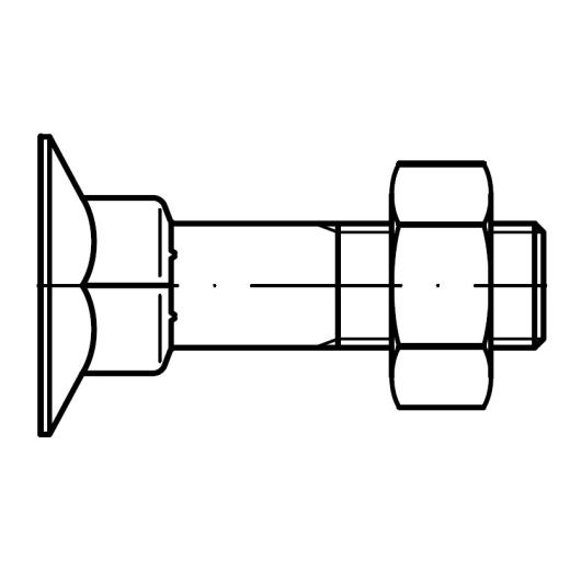 DIN 605 mit Mutter | M 10 x 70 mm | 100 Stück