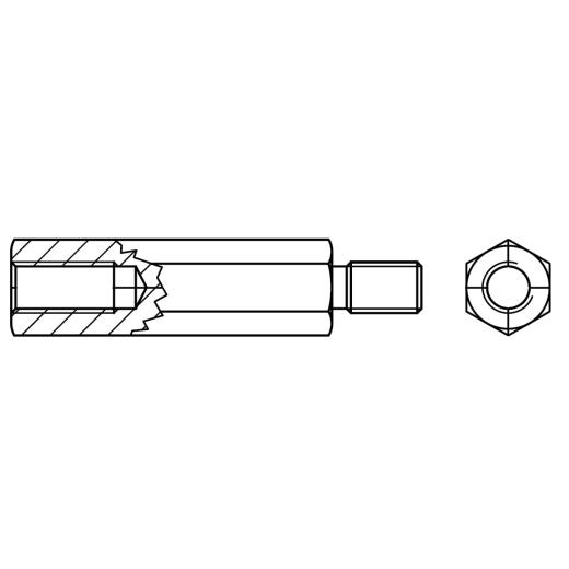 Abstands-/Distanz-Bolzen | M 5 x 25 /11 x 10 SW 8 | 100 Stück