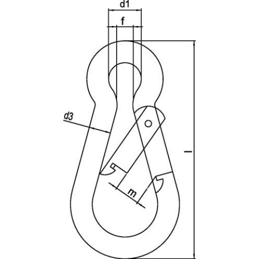 Karab.h.DIN 5299,Form C L.90mm Drahtstärke 9mm Trgf.250kg ZN | 50 Stück