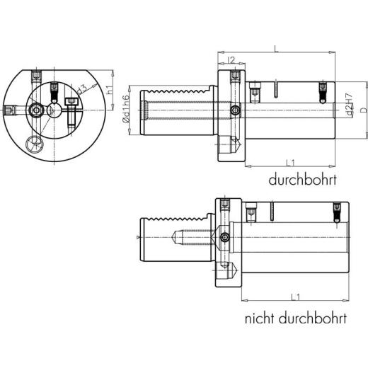 Werkzg.h.E2 S DIN 69880 Typ B Spann-D.40mm VDI40 z.Bohrstangen TECWERK