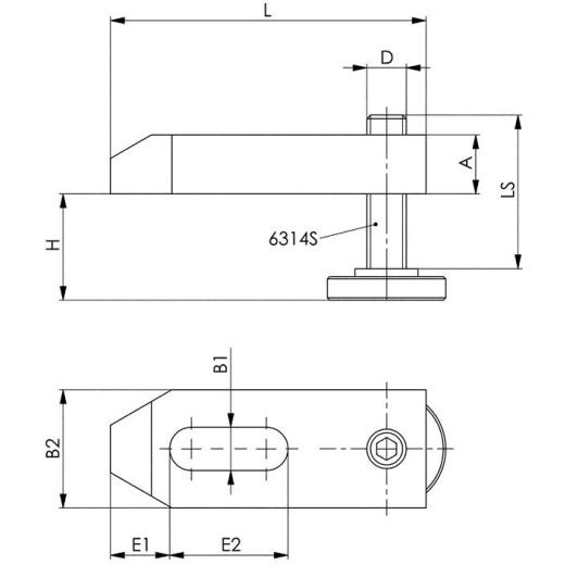 Spanneisen Nr.6314V f.T-Nut 18mm Spann-H.13-46mm Spannschraube M16x18x125mm AMF