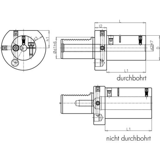 Werkzg.h.E2 S DIN 69880 Typ A Spann-D.16mm VDI40 z.Bohrstangen TECWERK