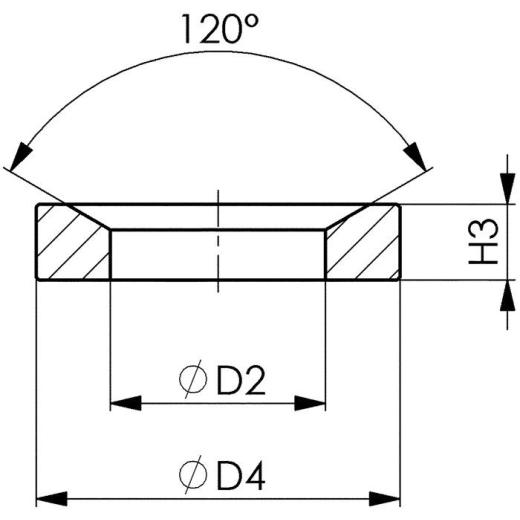 Kegelpfanne DIN 6319D f.Schrauben M16 Bohrungs-D.19mm Kegelwinkel 120Grad AMF