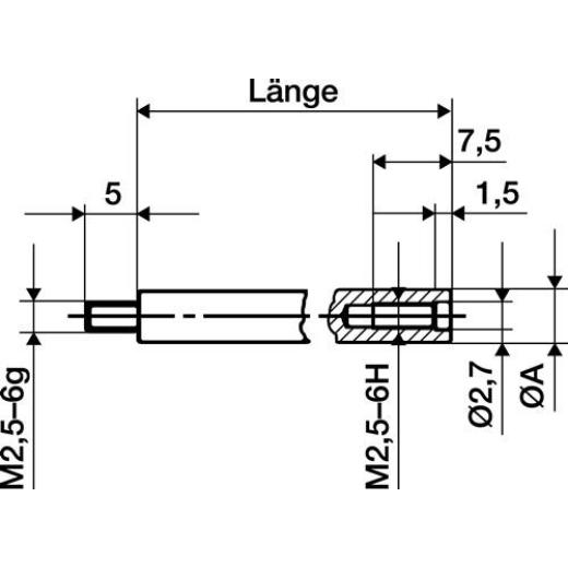 Verlängerungsstück L.20mm Messbolzen-D.4mm z.Messuhren KÄFER