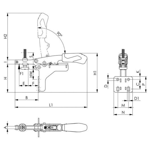 Waagrechtspanner Nr.6871 Gr.20 Winkelfuß AMF