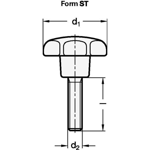 Sterngriff GN 6336.4 Sterngriffschraube Ku.d1 50mm d2 M 10mm l40mm GANTER | 25 Stück