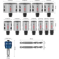 Lochsägen-Set PRO Multi Material PC Plus 14-tlg.20-76mm Schnitt-T.44mm