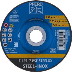 Schruppscheibe D125xS7,2mm gekr. PSF STEELOX Bohr.22,23mm PFERD | 10 Stück