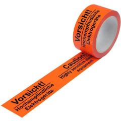 Warnklebeband Breite 50mm Länge 66m S.52µ PP Dr.Hochempf. Elektrogeräte TRANSPAK | 12 Stück