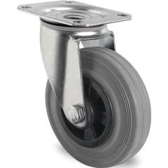 Lenkrolle D.80mm Trgf.70kg m.Platte PP Rollenlager VG grau TECWERK