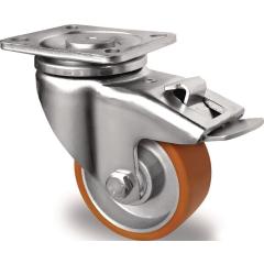 Lenkrolle D.80mm Trgf.180kg m.Festst.PU Platte L100xB85mm Rl.braun TECWERK