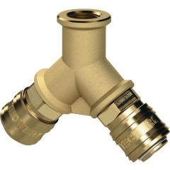 Verteiler Gew.G 3/8 Zoll/15,39mm IG,2 Kupplungen DN 7,2 TECWERK