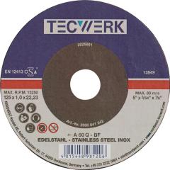 Trennscheibe INOX D125x1mm ger.INOX Bohr.22,23mm TECWERK | 25 Stück