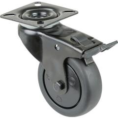 Lenkrolle m.Festst.D.50mm Trgf.50kg m.Platte m.Festst.Gum.schwarz BS ROLLEN