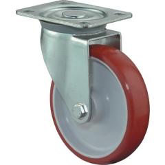 Lenkrolle D.100mm Trgf.125kg PU Platte L104xB80mm Farbe Rl.rot BS ROLLEN