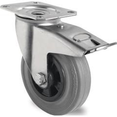 Lenkrolle m.Festst.D.80mm Trgf.70kg m.Platte Rollenlager VG grau TECWERK