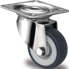 Lenkrolle D.50mm Trgf.50kg m.Platte Platten-B.60mm Gleitlager VA TPE TECWERK