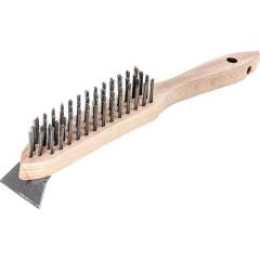 Drahtbürste m.Schaber L.290mm 0,35mm Stahldraht glatt 4-reihig LESSMANN