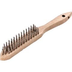 Handbürste L.290mm 0,35mm Stahldraht Besatz-L.140mm 4-reihig 12 LESSMANN