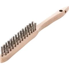 Handbürste L.290mm 0,35mm rostfr.Draht Besatz-L.140mm 2-reihig 12 LESSMANN