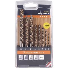 Holzspiralbohrersatz TIMBER TWIST 8-tlg.1x - Ø 3,4,5,10 mm ,2x - Ø 6,8 mm ALPEN
