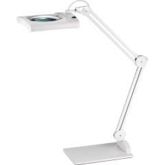 LED-Lupenleuchte Glaslinse 190,5mm (7,5?) Standfuß weiß Abdeck.,eckiger Kopf