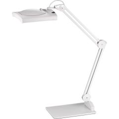 LED-Lupenleuchte Glaslinse 190,5mm (7,5?) Standfuß weiß Abdeck.,eckiger Kopf