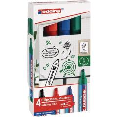 Flipchartmarker 383 schwarz/rot/blau/grün Strich-B.1-5mm Keilspitze Krt.EDDING